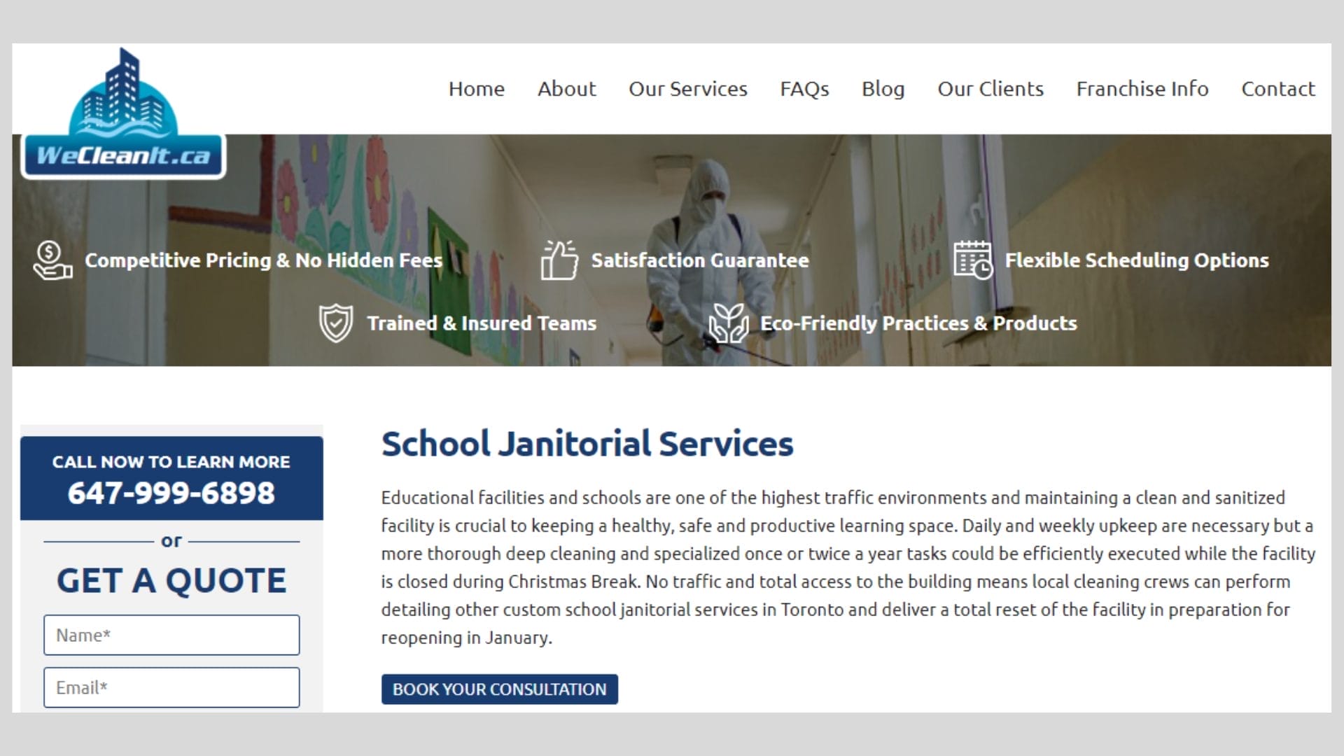 school and educational facility cleaning services in Toronto