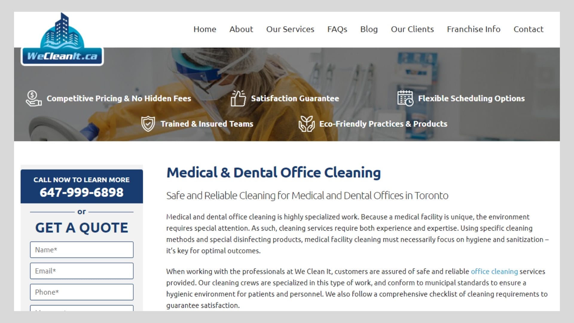 medical and dental office cleaning services in Toronto